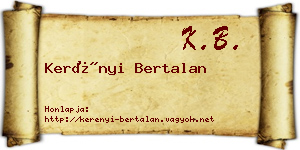 Kerényi Bertalan névjegykártya